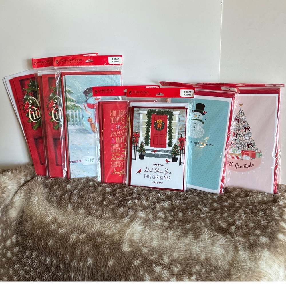 Hallmark Christmas Cards Lot 50ct Money Holders Snowman Religious Greeting Card